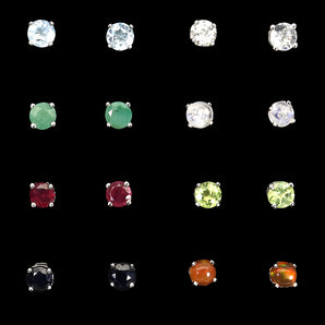 12 Pairs Unheated Round Emerald 4mm Gems 925 Sterling Silver Birthstone Earrings