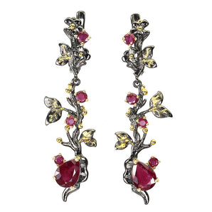 Heated Pear Red Ruby 8x6mm 925 Sterling Silver Earrings