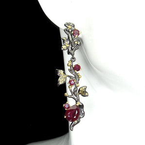 Heated Pear Red Ruby 8x6mm 925 Sterling Silver Earrings