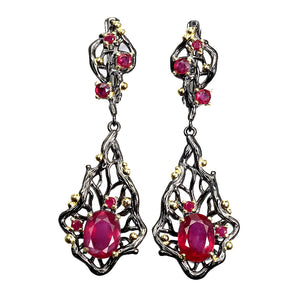 Heated Oval Red Ruby 8x6mm 925 Sterling Silver Earrings