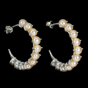 Baroque Creamy White Pearl 6mm 925 Sterling Silver Earrings