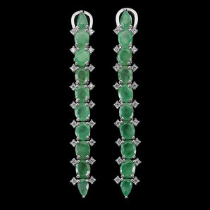 Unheated Oval Green Emerald 5x4mm Simulated Cz 925 Sterling Silver Earrings