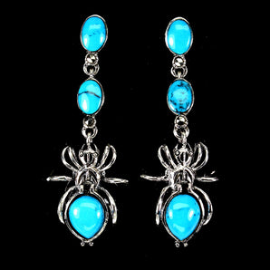 Stabilized Pear Turquoise 10x7mm Marcasite 925 Sterling Silver Earrings