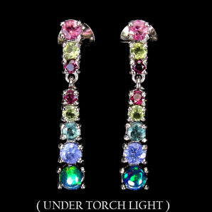 Clarity Enhanced Round Black Opal 4mm Emerald Gems 925 Sterling Silver Earrings