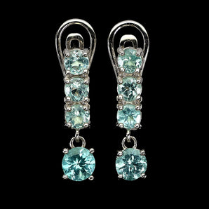 Unheated Apatite 5mm 14K White Gold Plate 925 Sterling Silver Earrings