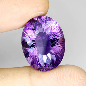 Big Marvelous Oval Fancy Cut Clean 34.87ct 24.5x19mm Natural Unheated Amethyst
