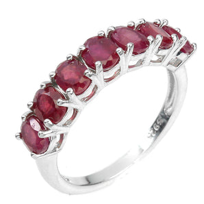 Heated Oval Red Ruby 5x4mm 14K White Gold Plate 925 Sterling Silver Ring 7