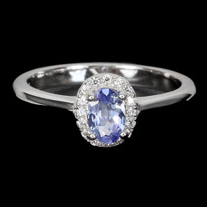 Unheated Oval Blue Tanzanite 6x4mm Simulated Cz 925 Sterling Silver Ring 7