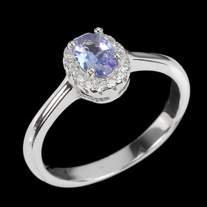 Unheated Oval Blue Tanzanite 6x4mm Simulated Cz 925 Sterling Silver Ring 7