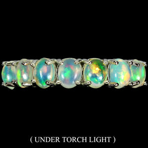 Unheated Oval Fire Opal Rainbow Full Flash 5x4mm 925 Sterling Silver Ring 8