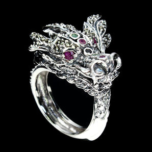 Heated Round Ruby 2.5mm Emerald Marcasite Sapphire 925 Sterling Silver Ring 7