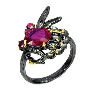 Heated Oval Red Ruby 9x7mm 925 Sterling Silver Dragonfly Ring Size 7