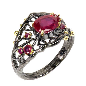 Heated Oval Red Ruby 8x6mm 925 Sterling Silver Ring Size 8