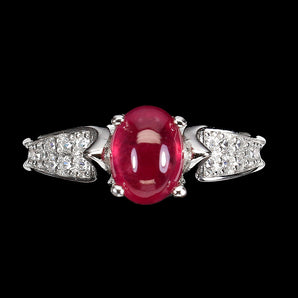 Heated Oval Red Ruby 8x6mm Simulated Cz 925 Sterling Silver Ring Size 8