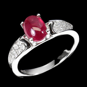 Heated Oval Red Ruby 8x6mm Simulated Cz 925 Sterling Silver Ring Size 8