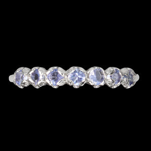 Unheated Round Blue Tanzanite 2.5mm White Gold Plate 925 Sterling Silver Ring