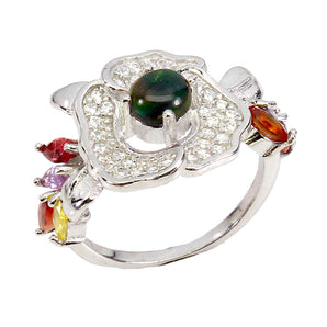 Clarity Enhanced Black Opal 5.0mm Sapphire Simulated Cz 925 Sterling Silver Ring