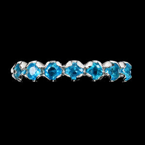 Unheated Round Apatite 3mm 14K White Gold Plate 925 Sterling Silver Ring Size 6