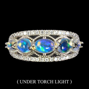 Unheated Oval Fire Opal Rainbow 6x4mm Simulated Cz 925 Sterling Silver Ring 8.5