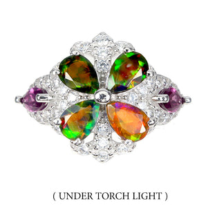 Clarity Enhanced Pear Black Opal Gems Simulated Cz 925 Sterling Silver Ring 8