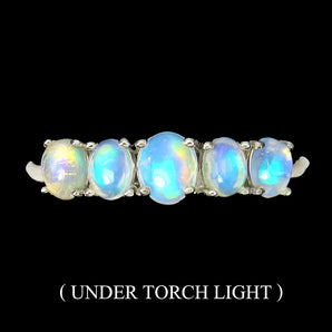 Unheated Oval Fire Opal Rainbow Full Flash 5x4mm 925 Sterling Silver Ring Sz 8.5