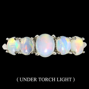 Unheated Oval Fire Opal Rainbow Full Flash 5x4mm 925 Sterling Silver Ring Size 7