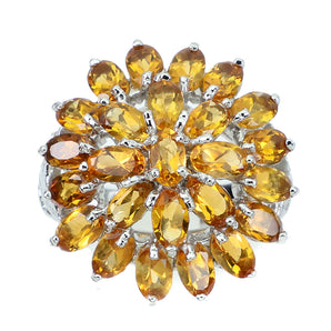 Unheated Oval Citrine 5x3mm 14K White Gold Plate 925 Sterling Silver Ring Size 9